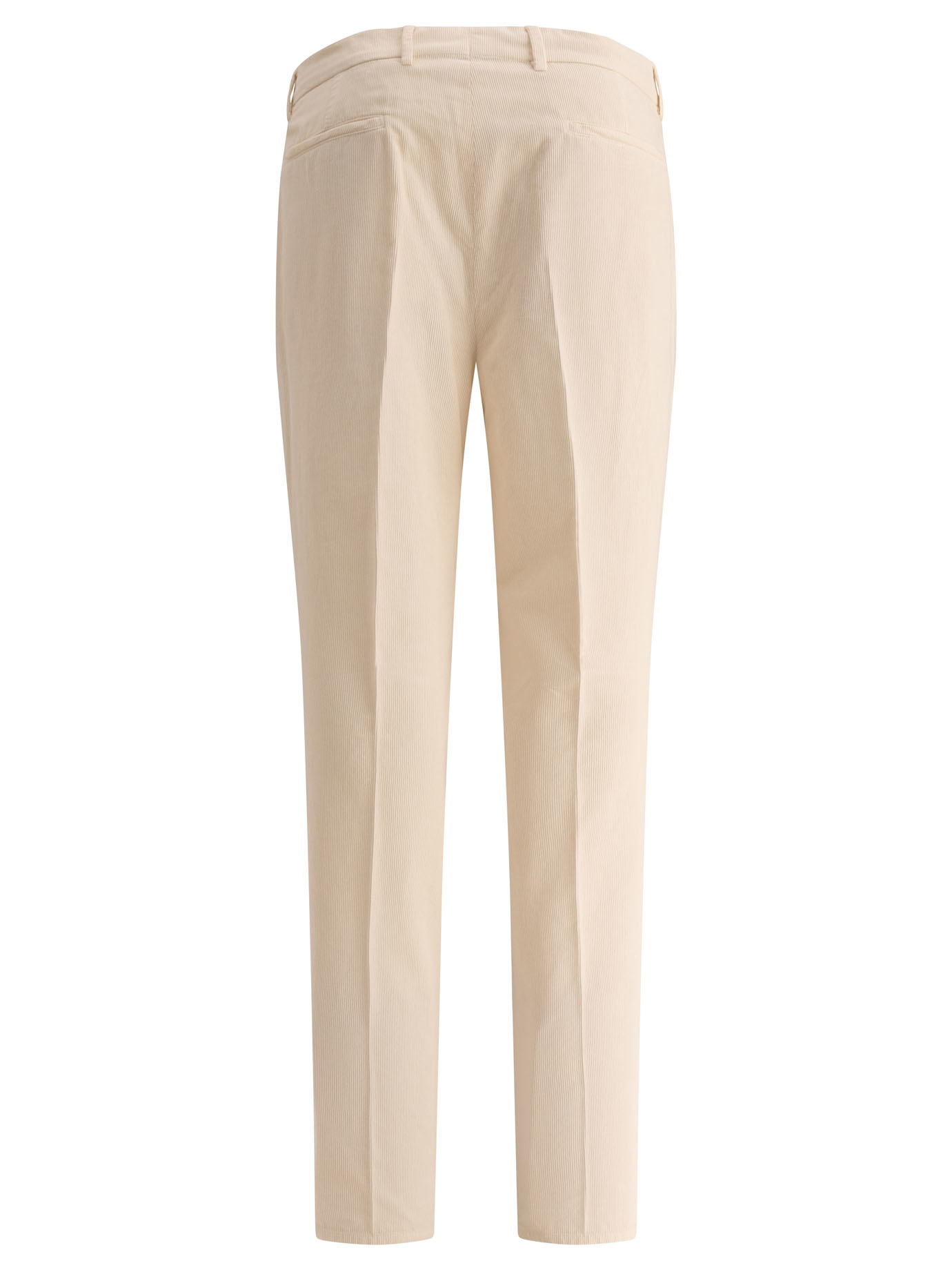 BRUNELLO CUCINELLI White Garment-dyed leisure fit trousers with pleats